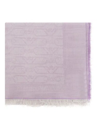 Emporio Armani Logo-print Scarf In Purple