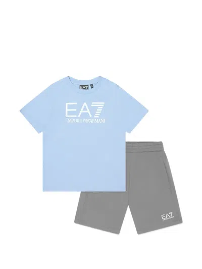 Emporio Armani Kids' Logo-print Short Set In Blue