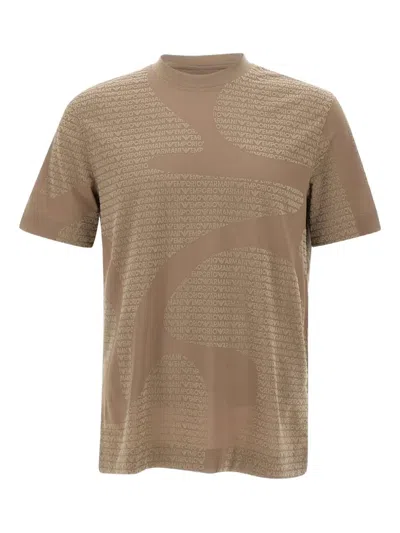 Emporio Armani Logo-print Short-sleeve T-shirt In Brown