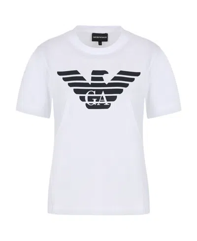 Emporio Armani Logo-print Short-sleeve T-shirt In White