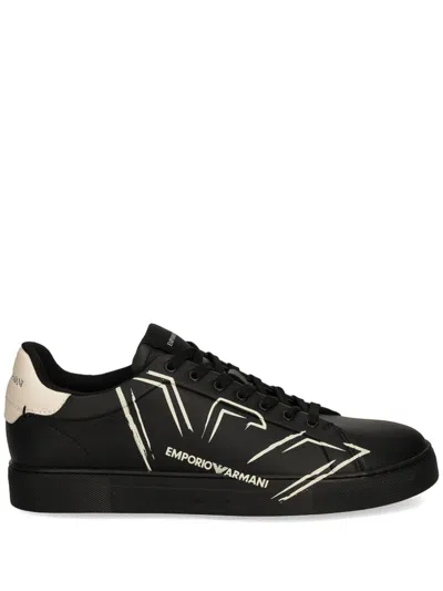 Emporio Armani Logo-print Sneakers In Black