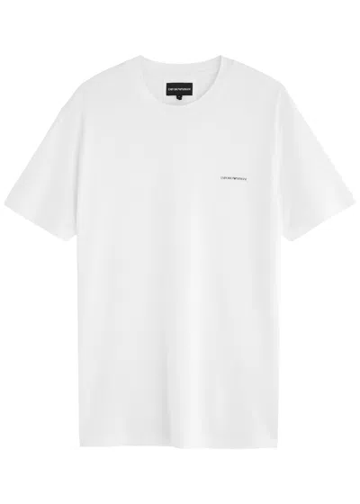 Emporio Armani Logo-print Stretch-jersey T-shirt In White