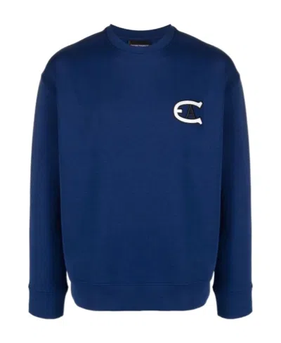 Emporio Armani Logo Print Sweatshirt In Blue