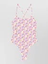 Emporio Armani Logo Print Swimsuit Adjustable Straps