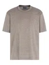 Emporio Armani Jersey T-shirt With All-over Jacquard Lettering In Gray