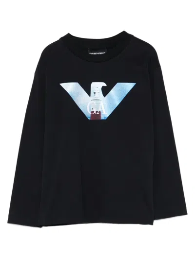Emporio Armani Kids' Logo-print T-shirt In Black