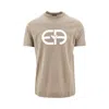 Emporio Armani Logo-print Crew Neck T-shirt In Beige