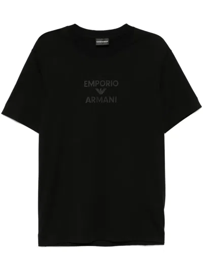 Emporio Armani Logo Cotton T-shirt In Black