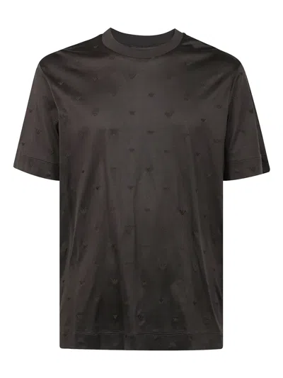 Emporio Armani Black Crewneck Allover Logo T-shirt