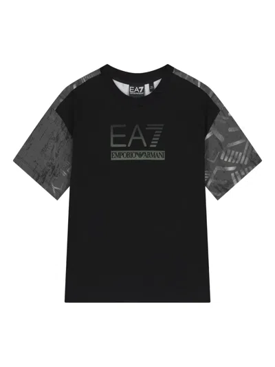 Emporio Armani Kids' Logo-print T-shirt In Black