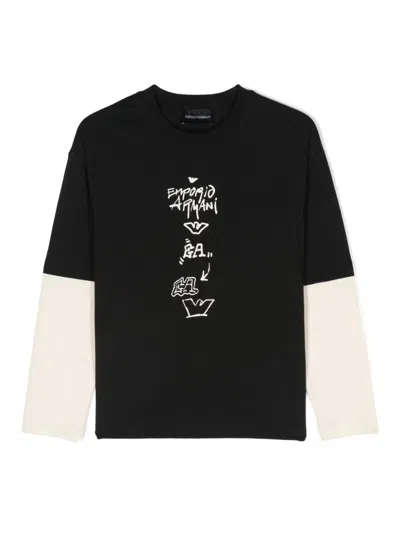 Emporio Armani Kids' Logo-print T-shirt In Black