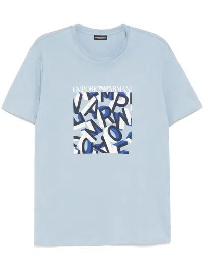 Emporio Armani T-shirt Mit Logo-print In Blau