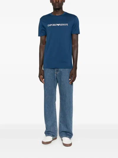 Emporio Armani Logo-print T-shirt In Blue