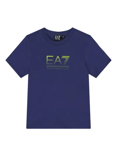 Emporio Armani Kids' Logo-print T-shirt In Blue