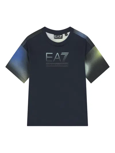 Emporio Armani Kids' Logo-print T-shirt In Blue