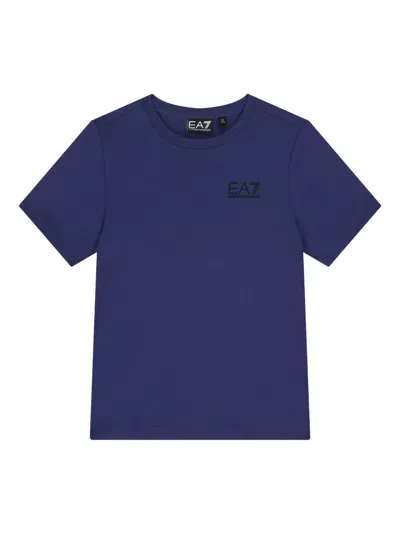 Emporio Armani Kids' Logo-print T-shirt In Blue