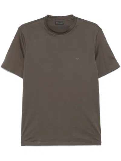 Emporio Armani Logo-print T-shirt In Brown