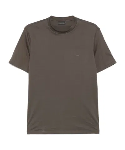 Emporio Armani Logo-print T-shirt In Brown