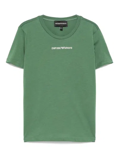 Emporio Armani Kids' Logo-print T-shirt In Green