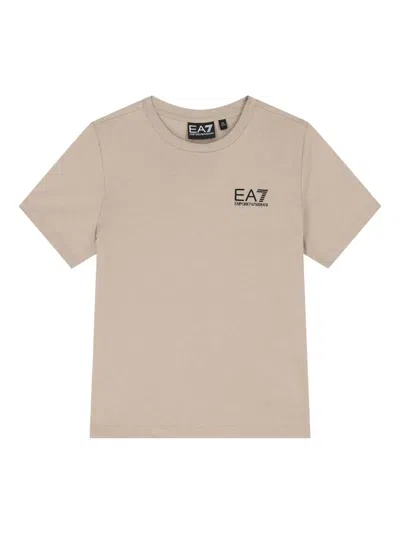 Emporio Armani Kids' Logo-print T-shirt In Brown