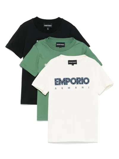 Emporio Armani Kids' Logo-print T-shirt (pack Of Three) In White