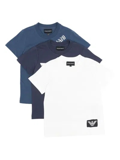 Emporio Armani Kids' Logo-print T-shirt Set In Blue