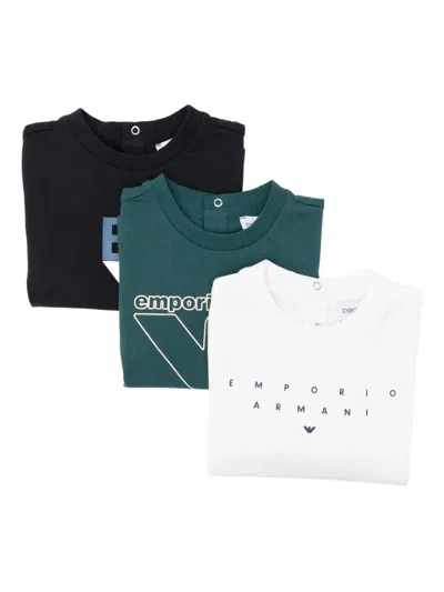 Emporio Armani Babies' Logo-print T-shirt (set Of Three) In Blue