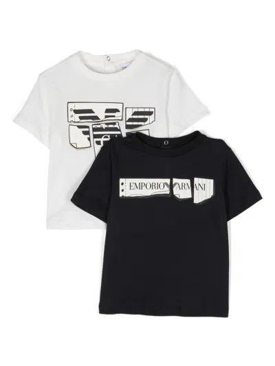 Emporio Armani Babies' Logo-print T-shirt Set In White