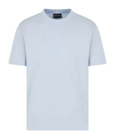Emporio Armani Cotton Crew Neck T-shirt In Blue