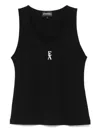 Emporio Armani Stretch Cotton Jersey Top With Logo In Black