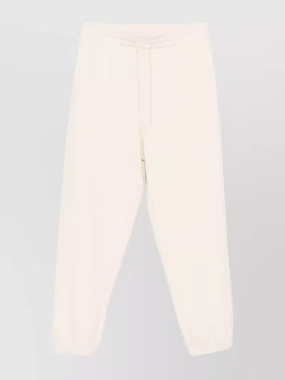 Emporio Armani Logo Print Textured Fabric Sweatpants In Beige