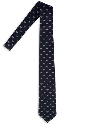 Emporio Armani Logo-print Tie In Blue