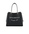 Emporio Armani Eagle Pattern Shoulder Bag In Black