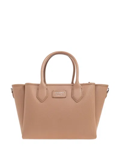 Emporio Armani Logo-print Tote Bag In Brown