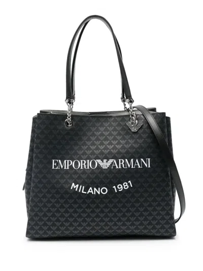 Emporio Armani Logo-print Tote Handbag Handbag In Black