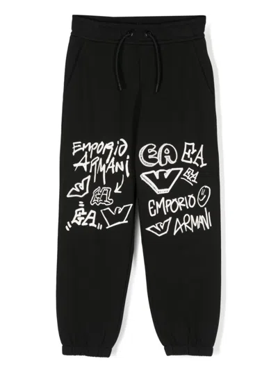 Emporio Armani Kids' Logo-print Track Pants In Black