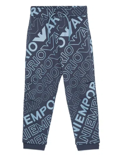 Emporio Armani Kids' Logo-print Trousers In Blue