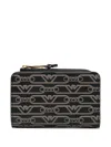 Emporio Armani Wallet With Zip In Fabric With Jacquard Logo In Black