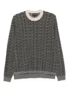 Emporio Armani Wool Crewneck Jumper With Ribbed Cuffs And Hem In Black