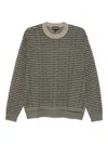 Emporio Armani Wool Crewneck Jumper With Ribbed Cuffs In Gray
