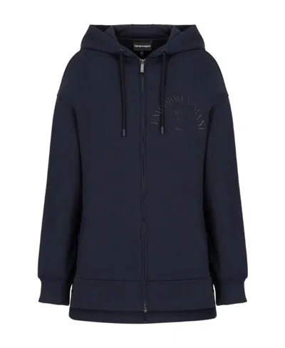 Emporio Armani Logo-print Zip-up Hoodie In Black