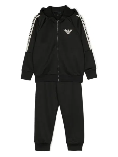 Emporio Armani Kids' Logo-print Zip-up Tracksuit In Black
