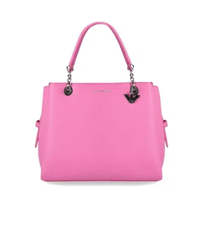 Emporio Armani Logo Printed Charm Tote Bag In Pink