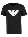 Emporio Armani Black Crewneck T-shirt With Logo Embroidery On The Front In Black
