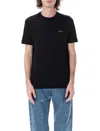 Emporio Armani Black T-shirt With Logo Lettering On The Front In Cotton And Lyocell Blend Man In Nero