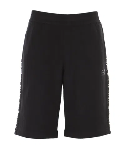 Emporio Armani Logo Printed Sports Shorts In Black