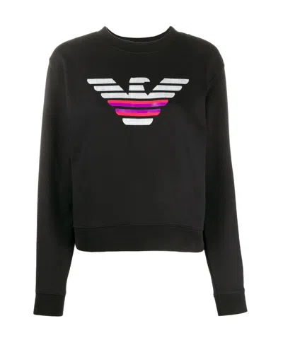 Emporio Armani Logo Printed Sweater In Black