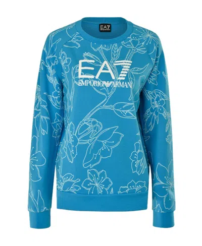 Emporio Armani Logo Printed Sweater In Blue