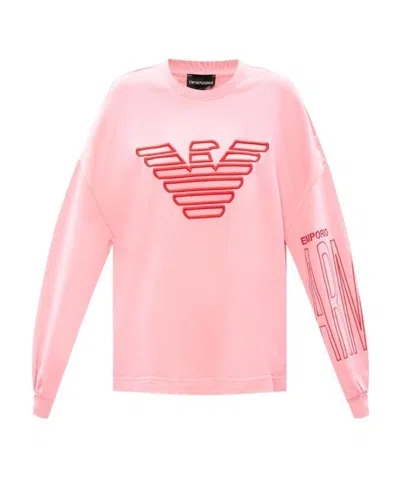 Emporio Armani Logo Printed Sweater In Pink
