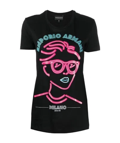 Emporio Armani Logo Printed T-shirt In Black